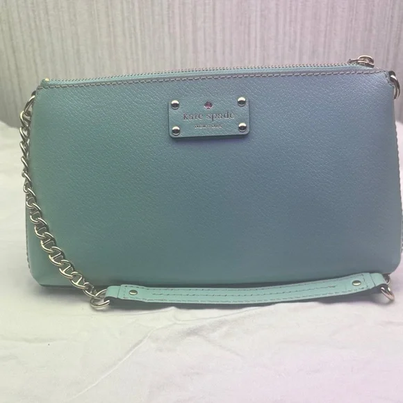 Kate Spade Aqua Leather Chain Wesslley Bag - Picture 1 of 5